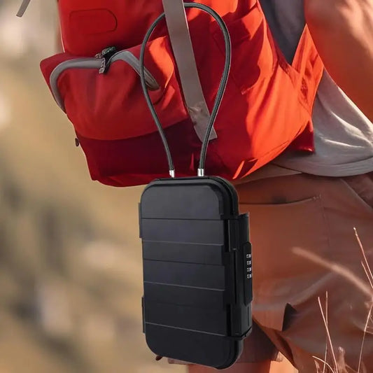 Portable Lock Box For Travel Water-Resistant Security Case Four-digit Password Water-Resistant Detachable Chain Anti-theft