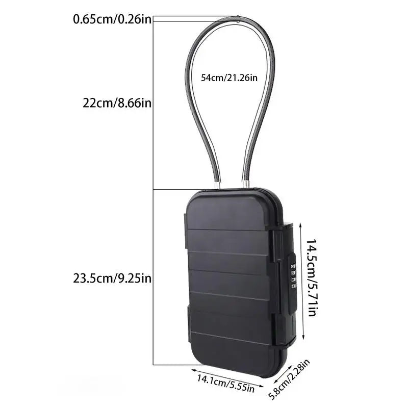 Portable Lock Box For Travel Water-Resistant Security Case Four-digit Password Water-Resistant Detachable Chain Anti-theft