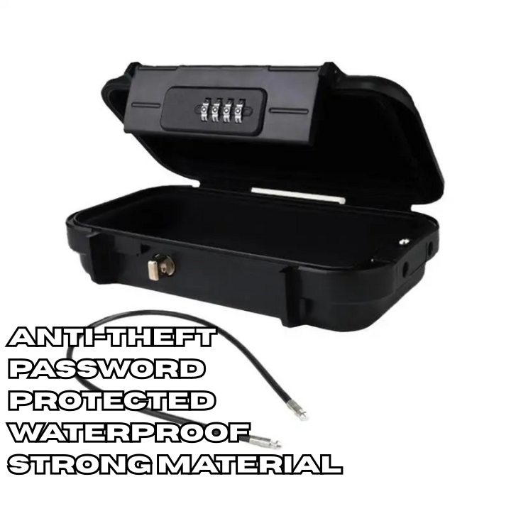 Portable Lock Box For Travel Water-Resistant Security Case Four-digit Password Water-Resistant Detachable Chain Anti-theft